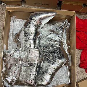 Steve Madden Silver Heeled Boots(Brand New)